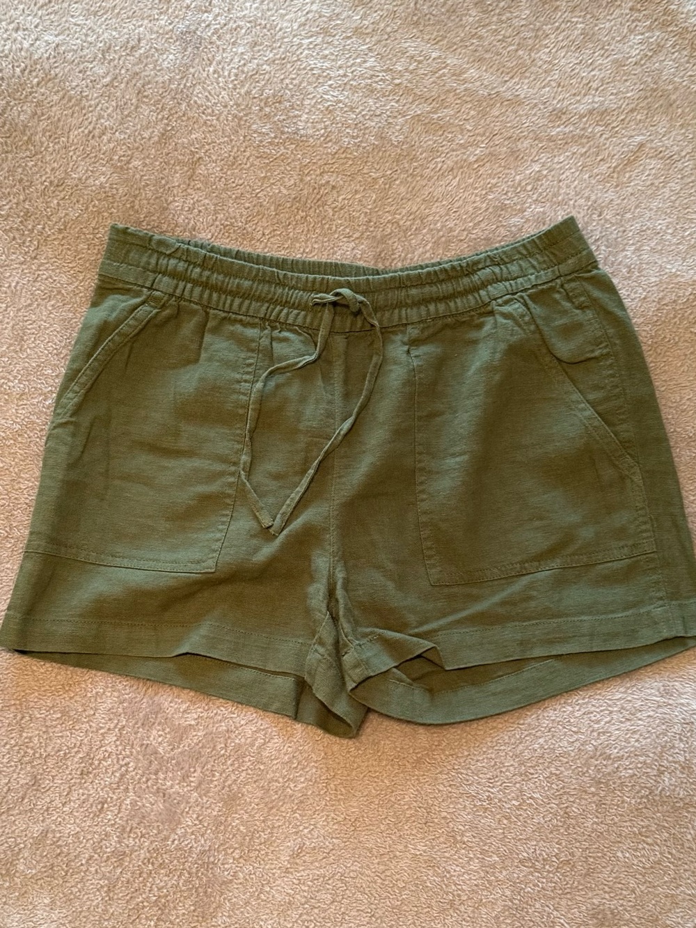 J.Crew | Olive Linen-Blend Drawstring Shorts | Size = XXS